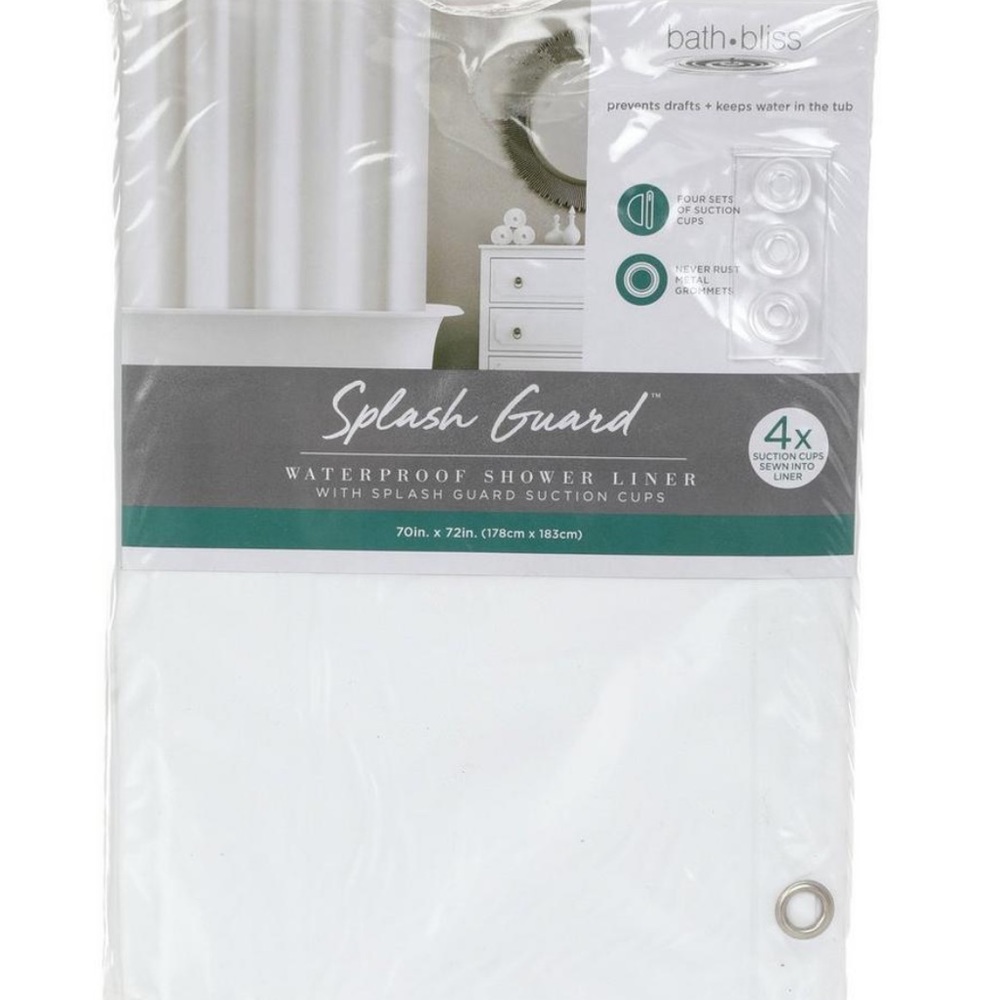 Bath Bliss White Waterproof Shower Liner NWT